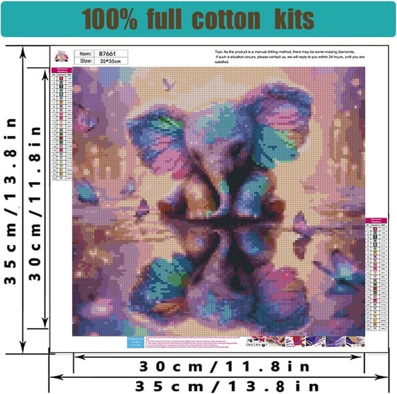 Tiwabb Elephant Stamped Cross Stitch Kits for Adults - Embroidery Kits for Beginners Adults,11 CT Patterns Dimensions Counted Cross Stitch Kits for Adults Arts Craft 14x14 in - Image 4
